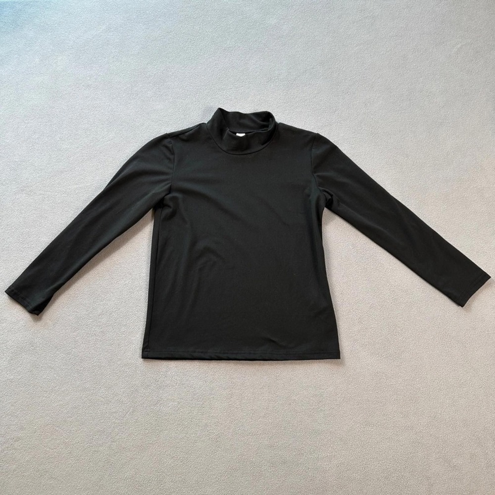 SHEIN Kids Black Mock Neck Long Sleeve Top Size 150 Solid Basic Layering Shirt
